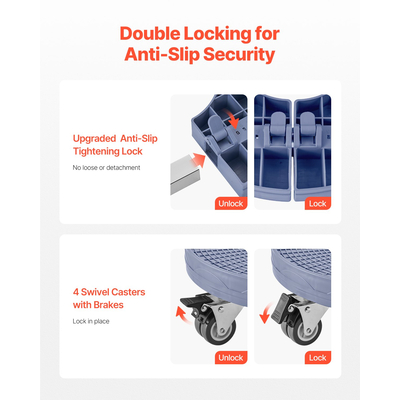 VEVOR Στρογγυλός κάδος απορριμμάτων Dolly με ρόδες 15-22,8 σε ρυθμιζόμενο πλαστικό κάδο Dolly