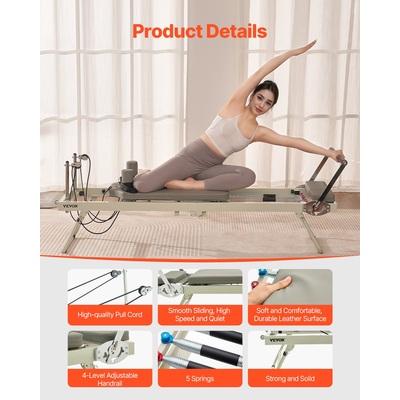 Εξοπλισμός γυμναστικής για το σπίτι VEVOR Foldable Pilates Reformer Pilates