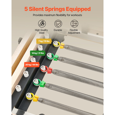 VEVOR Πτυσσόμενο Ξύλινο Μηχανή Pilates Reformer Εξοπλισμός Γυμναστικής για το Σπίτι