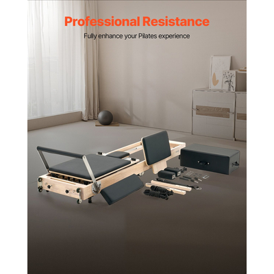 VEVOR Πτυσσόμενο Ξύλινο Μηχανή Pilates Reformer Εξοπλισμός Γυμναστικής για το Σπίτι