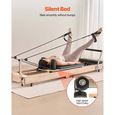 VEVOR Πτυσσόμενο Ξύλινο Μηχανή Pilates Reformer Εξοπλισμός Γυμναστικής για το Σπίτι