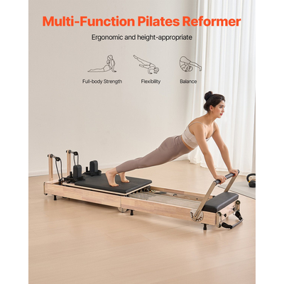 VEVOR Πτυσσόμενο Ξύλινο Μηχανή Pilates Reformer Εξοπλισμός Γυμναστικής για το Σπίτι