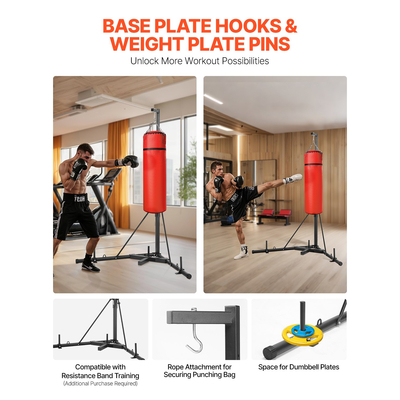 VEVOR Heavy Duty Punching Bag Πλαίσιο Boxing Fitness Stand Ατσάλινο ρυθμιζόμενο ύψος
