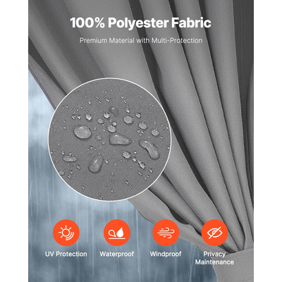 VEVOR Κουρτίνα Κιόσκι Privacy 10&#039; x 10&#039; x 6,9&#039; Αδιάβροχες κουρτίνες κιόσκι Γκρι