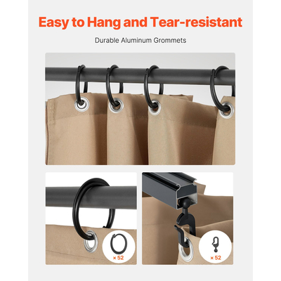 VEVOR Κουρτίνα Κιόσκι Privacy 12&#039; x 10&#039; x 7,3&#039; Αδιάβροχες Κουρτίνες Κιόσκι Χακί