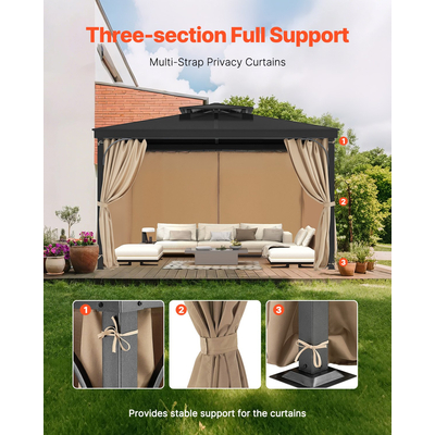 VEVOR Κουρτίνα Κιόσκι Privacy 12&#039; x 10&#039; x 6,7&#039; Αδιάβροχες Κουρτίνες Κιόσκι Χακί