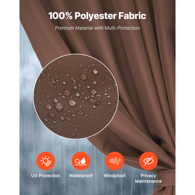 VEVOR Gazebo Privacy Curtain 12&#039; x 12&#039; x 6,9&#039; Αδιάβροχες κουρτίνες κιόσκι καφέ