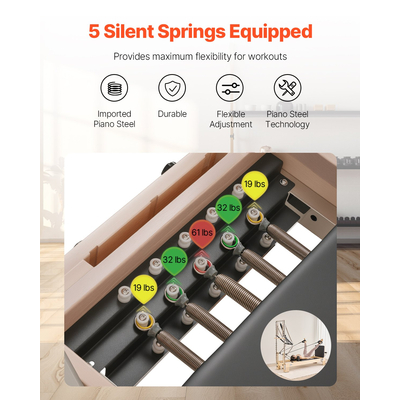 VEVOR Pilates Reformer Ξύλινο μηχάνημα Pilates Εξοπλισμός γυμναστικής για το σπίτι