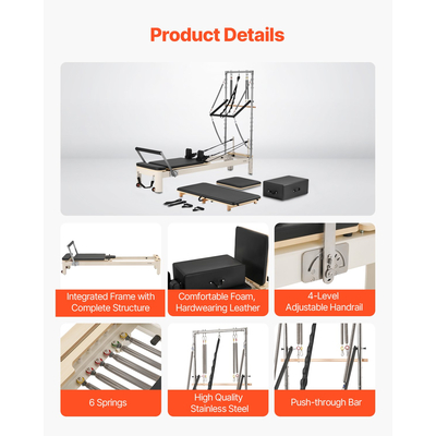 Μηχανή Pilates VEVOR Pilates Reformer Εξοπλισμός οικιακής γυμναστικής με αντίσταση