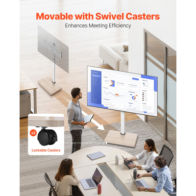 Βάση τηλεόρασης VEVOR Rolling TV Cart για φορητή τηλεόραση, χωρητικότητα έως 45 κιλά για οθόνες 32-70 ιντσών