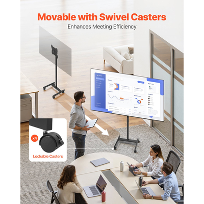 Βάση τηλεόρασης VEVOR Rolling TV Cart για φορητή τηλεόραση, χωρητικότητας έως και 24 κιλών για οθόνες 17-55 ιντσών