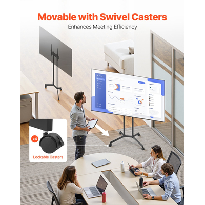 Βάση τηλεόρασης VEVOR Rolling TV Cart για φορητή τηλεόραση, χωρητικότητα έως 88 λίβρες για οθόνες 32-65 ιντσών