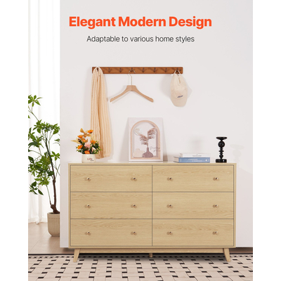 VEVOR Συρταριέρα με 6 Συρτάρια Ξύλινη με Συρόμενη Συρταριέρα και Αντιανατρεπτική Συσκευή