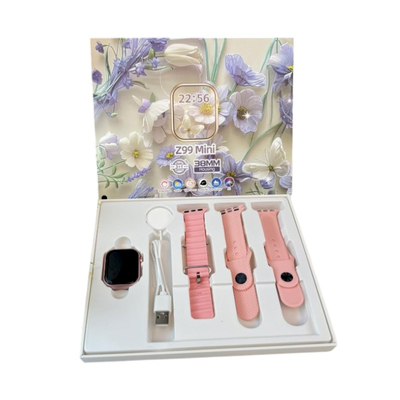 Σετ Smartwatch με 3 λουράκια - Z99 Mini - 064984 - Pink