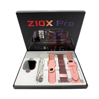 Σετ Smartwatch με 3 λουράκια - Z10X Pro - 065165 - Pink