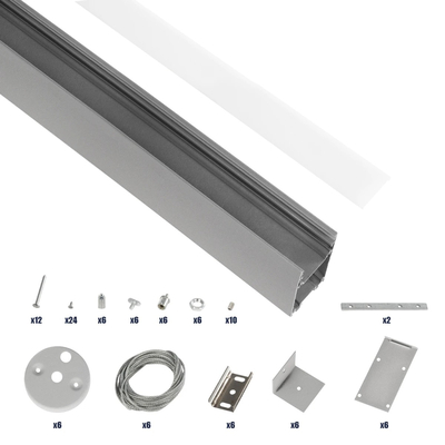 GLOBOSTAR® ALP-LINEAR LUMILINE 61765-3M Επιφανειακό / Κρεμαστό Προφίλ Αλουμινίου με Λευκό Γαλακτερό Πατητό Κάλυμμα για Ταινίες LED IP20 - Γκρι Ανθρακί Ματ - Μ300 x Π3.5 x Υ7cm