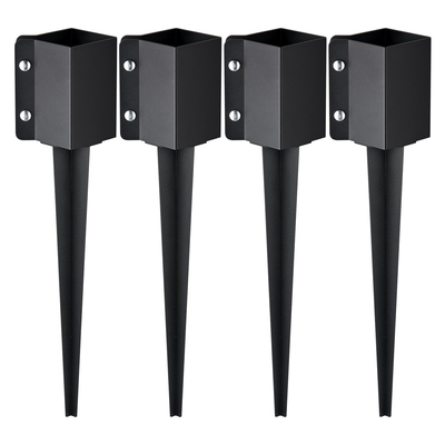 VEVOR Fence Post Anchor Ground Spike, 4 πακέτο 24 x 4 x 4 ίντσες εξωτερική διάμετρος (εσωτερική διάμετρος 3,5 x 3,5 ίντσες), μεταλλική μαύρη σκόνη με επίστρωση πάσσαλου, για κιγκλίδωμα κήπου κατάστρωμα γραμματοκιβωτίου