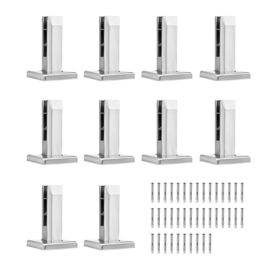 VEVOR Glass σφιγκτήρας 10 ΤΕΜ. Τετράγωνο στήριγμα κιγκλιδώματος για 0,31 "-0,47" γυαλί ασημί