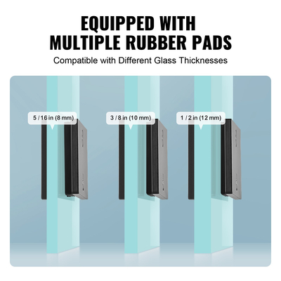 VEVOR Glass Clamp 4 ΤΕΜ Ορθογώνιο στήριγμα κιγκλίδωμα για 0,31 "-0,47" Γυάλινο μαύρο