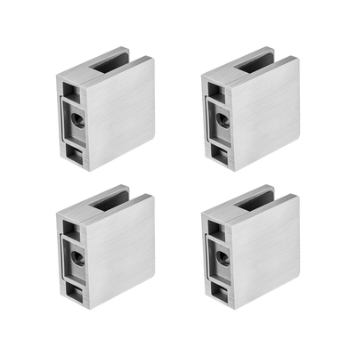 VEVOR Glass Clamp 4 ΤΕΜ. Τετράγωνο στήριγμα κιγκλίδωμα για 0,31 "-0,47" γυαλί ασημί