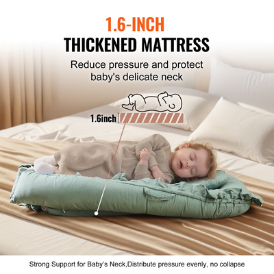 Βρεφική ξαπλώστρα VEVOR Βρεφική ξαπλώστρα 100% βαμβακερή μαλακή φωλιά για νεογέννητο με προσκέφαλο