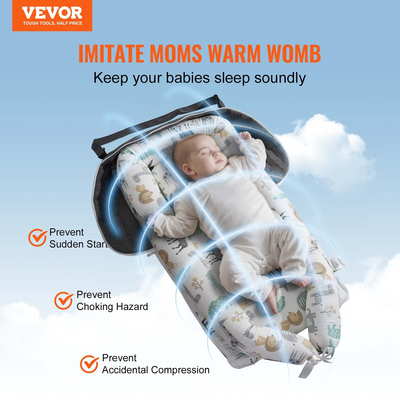 VEVOR Baby Lounger Baby Nest Sleeeper για νεογέννητο 100% βαμβάκι με προσκέφαλο