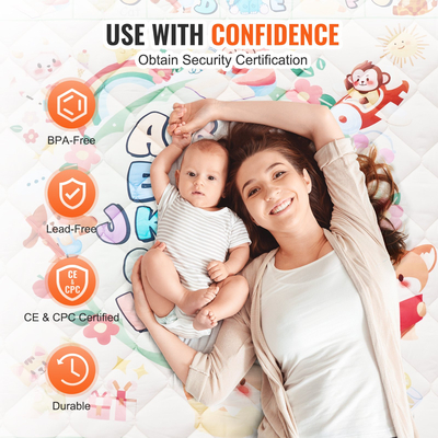 VEVOR 50"x50" παιδικό χαλάκι παιχνιδιού Παιδικό πατάκι ερπυσμού δαπέδου μαλακό παχύρρευστο χαλάκι