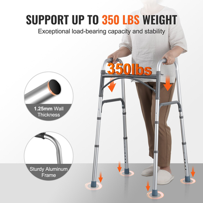 VEVOR Folding Walker Aluminium Mobility Walker Aid με ρυθμιζόμενο ύψος 350LBS