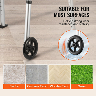 VEVOR Folding Walker Aluminium Mobility Walker Aid με ρυθμιζόμενο ύψος και τροχό