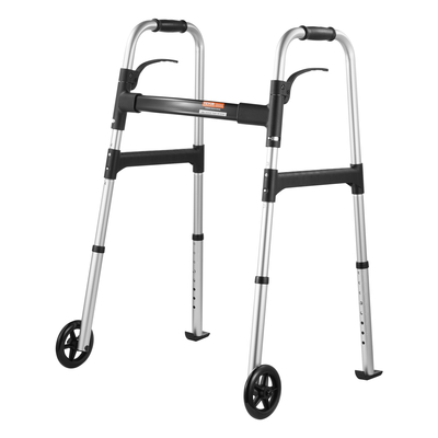 VEVOR Folding Walker Aluminium Mobility Walker Aid με ρυθμιζόμενο ύψος και τροχό