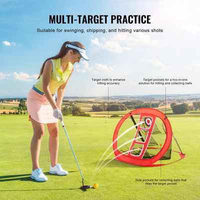 Δίχτυ VEVOR Golf Chipping Net, Pop Up Golf Practice Net, Φορητό Indoor Outdoor Home Golf Hotting Aid Net with Target and Carry Bag, for Backyard Driving Training Swing, Gift for Men, Golf Lover, Red
