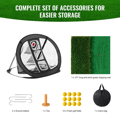 Δίχτυ VEVOR Golf Chipping Net, Pop-up Golf Practice Net, Φορητό Indoor Outdoor Home Golf Hotting Aid Net with Target/Mat/Balls/Tee/Carry Bag, for Backyard Driving Training Swing, Δώρο για άνδρες, Μαύρο