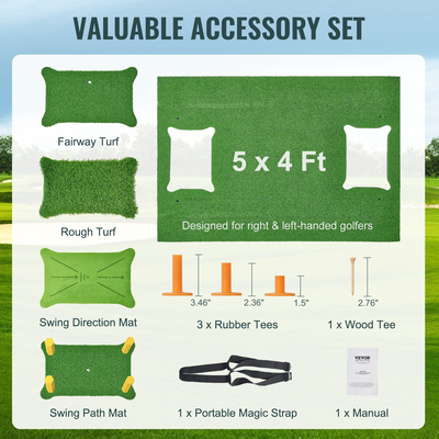 VEVOR PRO 5x4ft Golf Hitting Mat Turf Golf Training Aid Outdoor Outdoor Practice