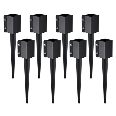 VEVOR Fence Post Anchor Ground Spike, 8 πακέτο 24 x 4 x 4 ίντσες εξωτερική διάμετρος (εσωτερική διάμετρος 3,5 x 3,5 ίντσες), μεταλλική μαύρη σκόνη με επίστρωση πάσσαλου, για κιγκλίδωμα κήπου κατάστρωμα γραμματοκιβωτίου