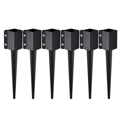 VEVOR Fence Post Anchor Ground Spike, 6 πακέτο 24 x 4 x 4 ίντσες εξωτερική διάμετρος (εσωτερική διάμετρος 3,5 x 3,5 ίντσες), μεταλλική μαύρη σκόνη με επίστρωση πάσσαλου, για κιγκλίδωμα κήπου κατάστρωμα γραμματοκιβωτίου