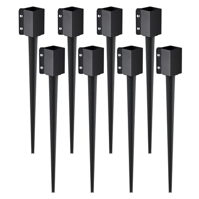 VEVOR Fence Post Anchor Ground Spike, 8 πακέτο 36 x 4 x 4 ίντσες εξωτερική διάμετρος (εσωτερική διάμετρος 3,5 x 3,5 ίντσες), μεταλλική μαύρη σκόνη με επίστρωση πάσσαλου, για κιγκλίδωμα κήπου κατάστρωμα γραμματοκιβωτίου