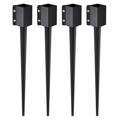 VEVOR Fence Post Anchor Ground Spike, 4 πακέτο 36 x 4 x 4 ίντσες εξωτερική διάμετρος (εσωτερική διάμετρος 3,5 x 3,5 ίντσες), μεταλλική μαύρη σκόνη με επίστρωση πάσσαλου, για κιγκλίδωμα κήπου κατάστρωμα γραμματοκιβωτίου