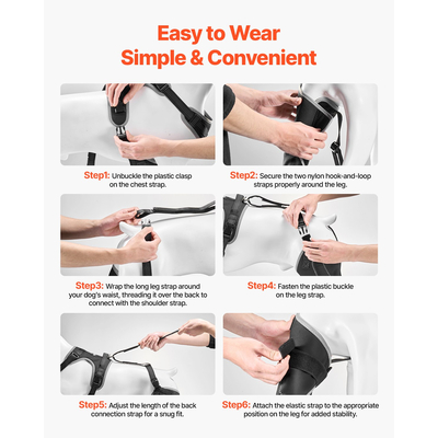 Ρυθμιζόμενος γονατωτός νάρθηκας πρόσθιου χιαστού συνδέσμου για σκύλους VEVOR για το αριστερό πίσω πόδι, για ανακούφιση από τον πόνο