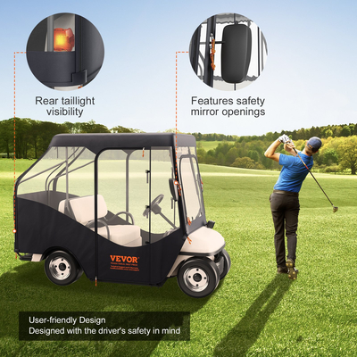 Περίβλημα VEVOR Golf Cart, 600D Polyester Driving Condition με διαφανή παράθυρα 4 όψεων, 4 καλύμματα Passenger Club Car Universal Ταιριάζει στα περισσότερα καρότσια μάρκας, αντηλιακό και ανθεκτικό στη σκόνη κάλυμμα καροτσιού εξωτερικού χώρου
