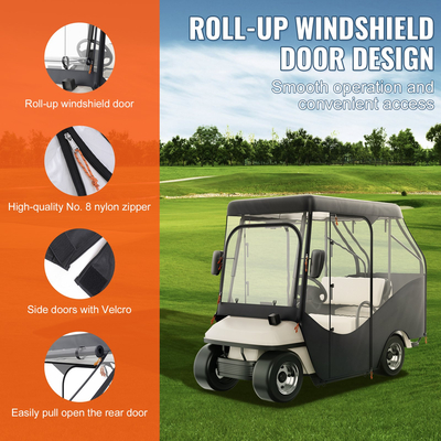 Περίβλημα VEVOR Golf Cart, 600D Polyester Driving Condition με διαφανή παράθυρα 4 όψεων, 4 καλύμματα Passenger Club Car Universal Ταιριάζει στα περισσότερα καρότσια μάρκας, αντηλιακό και ανθεκτικό στη σκόνη κάλυμμα καροτσιού εξωτερικού χώρου
