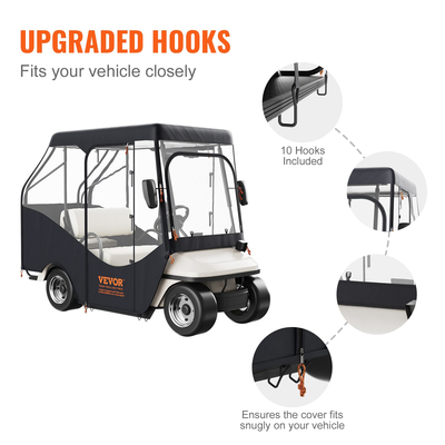 Περίβλημα VEVOR Golf Cart, 600D Polyester Driving Condition με διαφανή παράθυρα 4 όψεων, 4 καλύμματα Passenger Club Car Universal Ταιριάζει στα περισσότερα καρότσια μάρκας, αντηλιακό και ανθεκτικό στη σκόνη κάλυμμα καροτσιού εξωτερικού χώρου