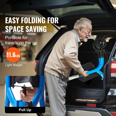 VEVOR 3 Wheels Rollator Walker για ηλικιωμένους, Ελαφρύ πτυσσόμενο Rolling Walker από αλουμίνιο με ρυθμιζόμενη λαβή, Outdoor Trio Mobility Walker με μεγάλους τροχούς & ευρύχωρη τσάντα αποθήκευσης, χωρητικότητα 260LBS