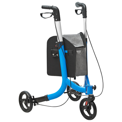 VEVOR 3 Wheels Rollator Walker για ηλικιωμένους, Ελαφρύ πτυσσόμενο Rolling Walker από αλουμίνιο με ρυθμιζόμενη λαβή, Outdoor Trio Mobility Walker με μεγάλους τροχούς & ευρύχωρη τσάντα αποθήκευσης, χωρητικότητα 260LBS