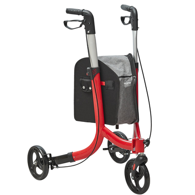 VEVOR 3 Wheels Rollator Walker για ηλικιωμένους, Ελαφρύ πτυσσόμενο Rolling Walker από αλουμίνιο με ρυθμιζόμενη λαβή, Outdoor Trio Mobility Walker με μεγάλους τροχούς & ευρύχωρη τσάντα αποθήκευσης, χωρητικότητα 118 kg