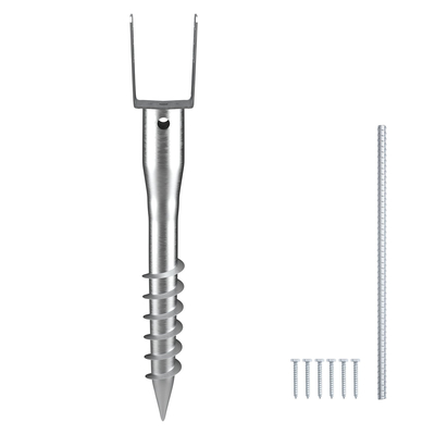 VEVOR No Dig Ground Anchor, 1 Pack 3,94 x 2,76 x 27,56 in DIY Screw in Post Stake, Περιλαμβάνει 6 Lag Bots & ένα Rebar, U-Shape Heavy Duty Steel Stand, Ιδανικό για στύλους γραμματοκιβωτίου και στύλους φράχτη