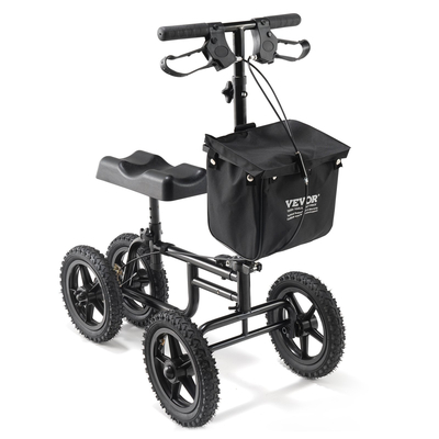 VEVOR Folding Knee Scooter, Carbon Steel Steerable Knee Walker με ρυθμιζόμενο ύψος τιμόνι & γόνατο, τροχός 12" παντός εδάφους, διπλά φρένα, σκούτερ ανάκτησης ποδιών για τραυματισμένο ποδοκνημικό γόνατο, 350LBS