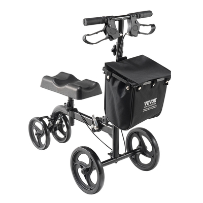 VEVOR Folding Knee Scooter, Carbon Steerable Knee Walker με ρυθμιζόμενο ύψος τιμόνι & επιγονατίδα, συμπαγείς τροχούς παντός εδάφους, διπλά φρένα, σκούτερ ανάκτησης ποδιών για τραυματισμούς στον αστράγαλο