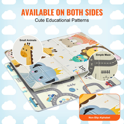 VEVOR 59"x71" Βρεφικό χαλάκι παιχνιδιού Παιδικό χαλάκι με σέρνεται Μαλακό Δραστηριότητα Playmat 2 Πλαϊνό