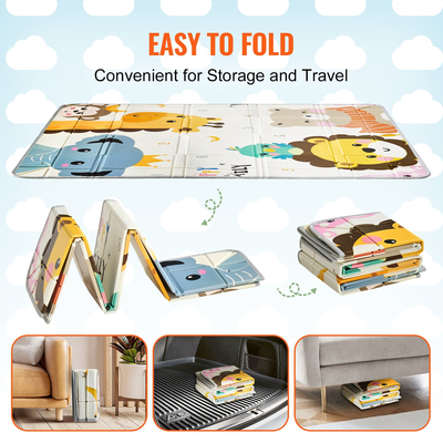 VEVOR 59"x71" Βρεφικό χαλάκι παιχνιδιού Παιδικό χαλάκι με σέρνεται Μαλακό Δραστηριότητα Playmat 2 Πλαϊνό