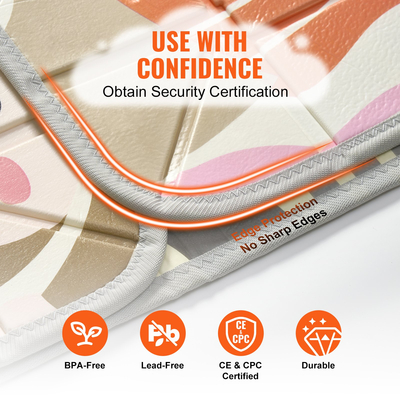 VEVOR 59"x71" Βρεφικό χαλάκι παιχνιδιού Παιδικό χαλάκι με σέρνεται Μαλακό Δραστηριότητα Playmat 2 Πλαϊνό